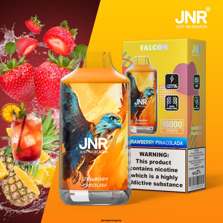 halcón jnr piñacolada de fresa sin frutas J4NP8T228 -JNR Vape Uruguay